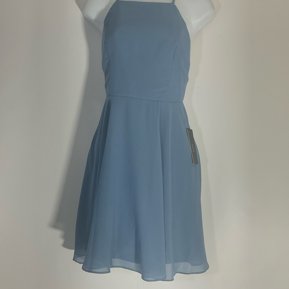 Lulu’s Skater Mini Dress Flow Skirt Dress Crisscross Strap Open Back Zip Up SM - Picture 7 of 16